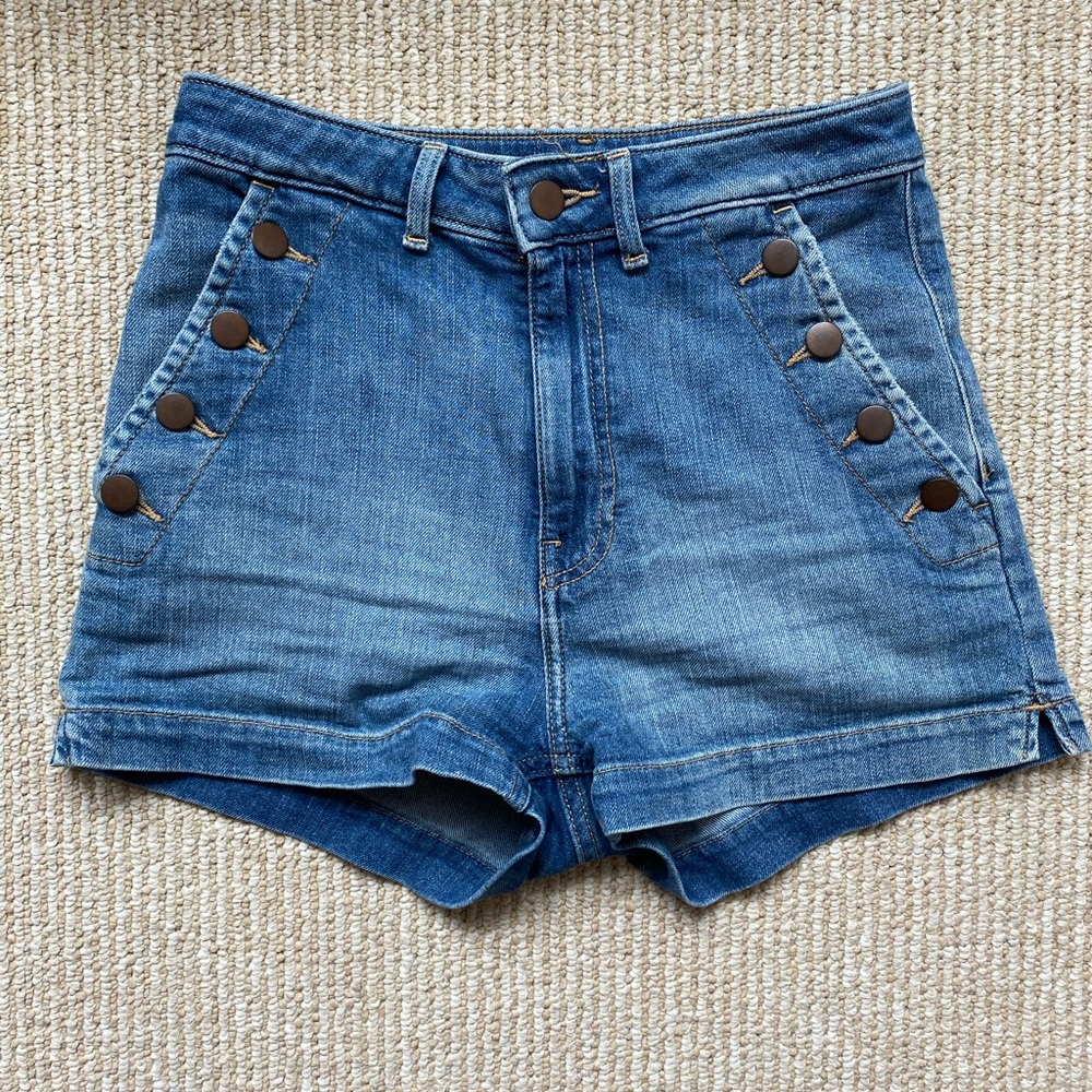 High rise denim shorts